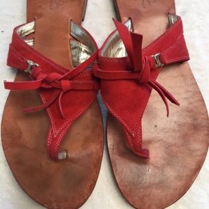 il Sandalo Red Suede Sandals